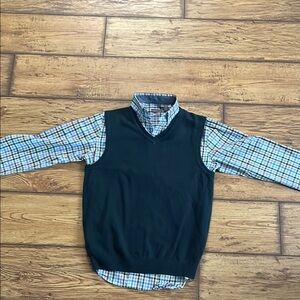 Van Heusen Plaid Shirt with Blue and Green Accents